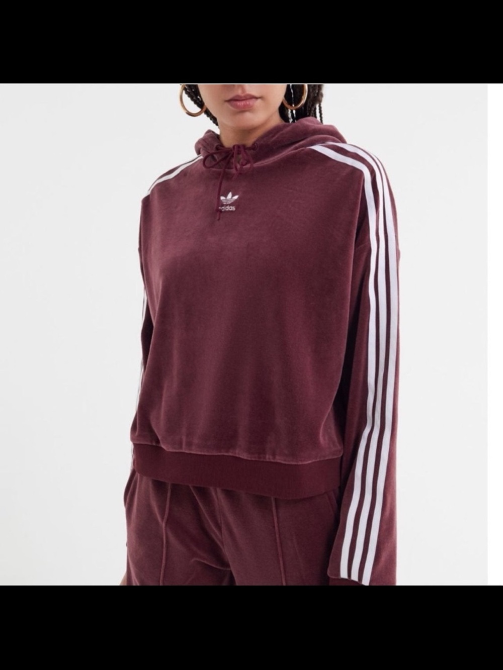 Women's Adidas Velour Cowl Neck Sweater - Berry